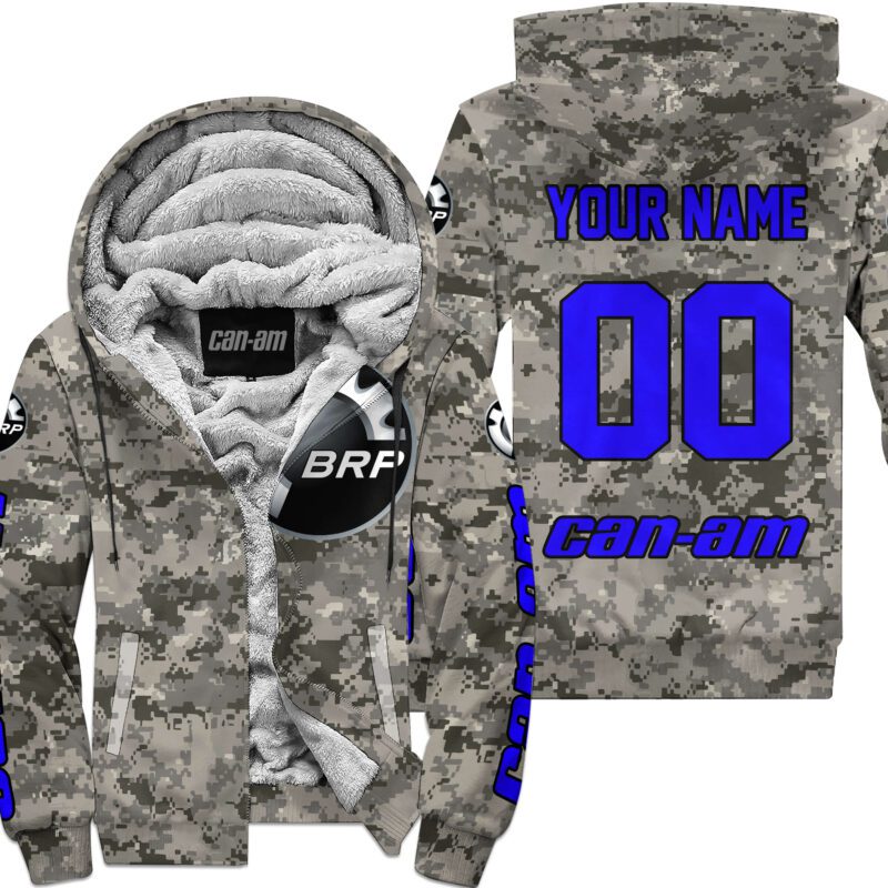 Us Army Can-Am Racing Custom Name Blue Fleece Zip Hoodie MFH101