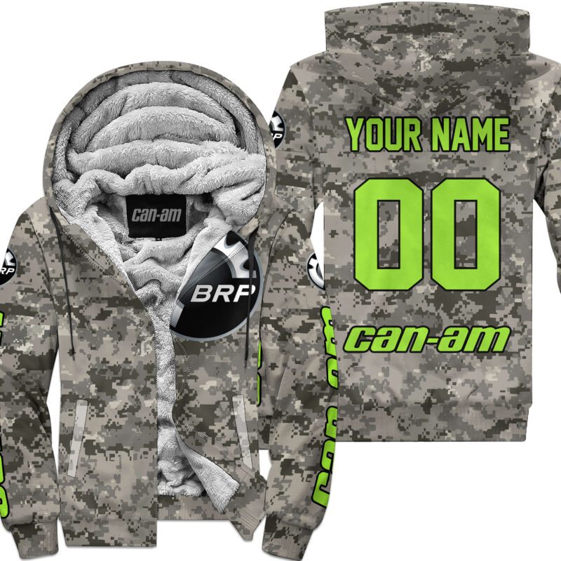 Us Army Can-Am Racing Custom Name Green 1 Fleece Zip Hoodie MFH103