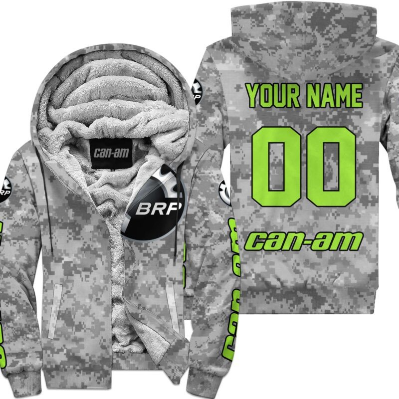 Us Army Can-Am Racing Custom Name Green 1 Fleece Zip Hoodie MFH117