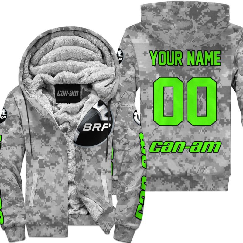 Us Army Can-Am Racing Custom Name Green Fleece Zip Hoodie MFH116
