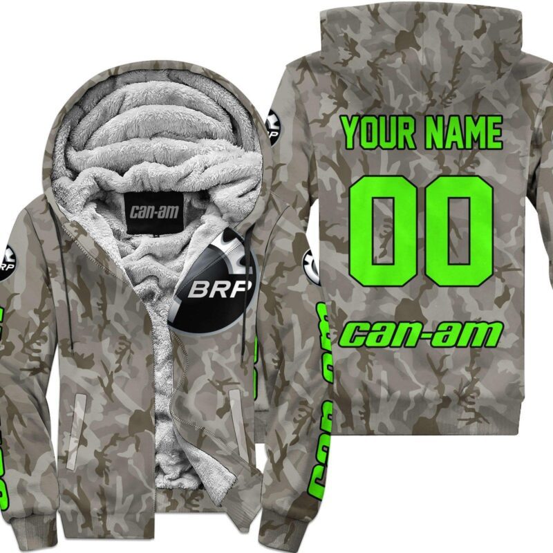 Us Army Can-Am Racing Custom Name Green Fleece Zip Hoodie MFH130