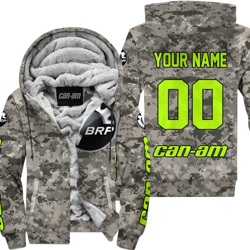 Us Army Can-Am Racing Custom Name Neon Fleece Zip Hoodie MFH106