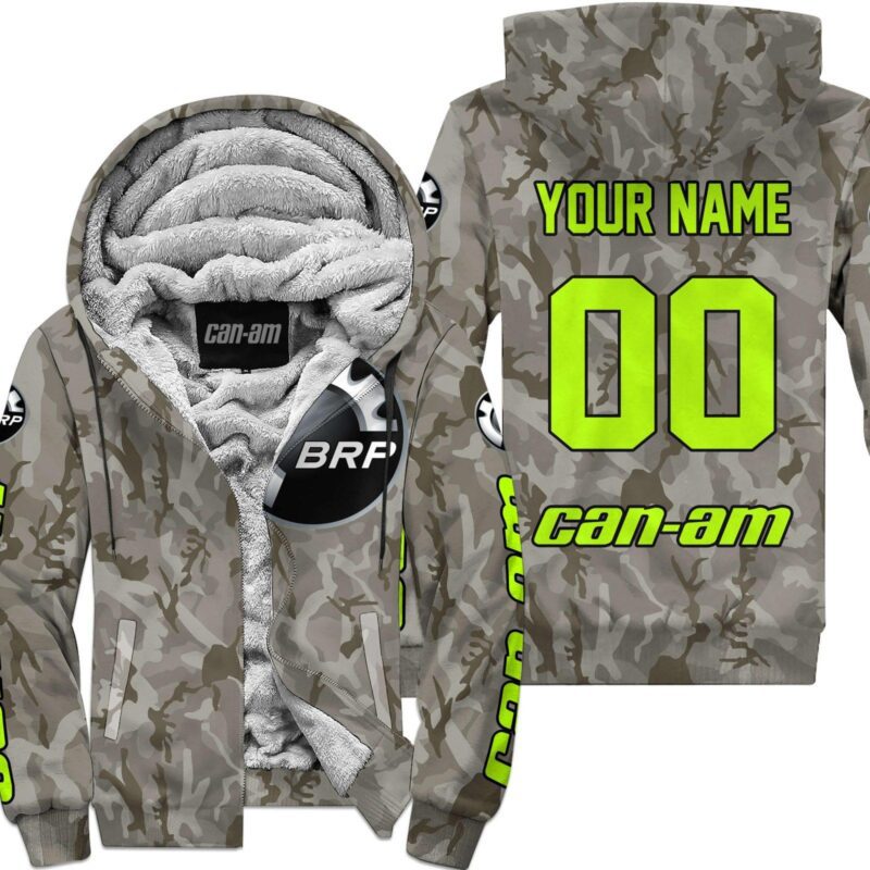 Us Army Can-Am Racing Custom Name Neon Fleece Zip Hoodie MFH134