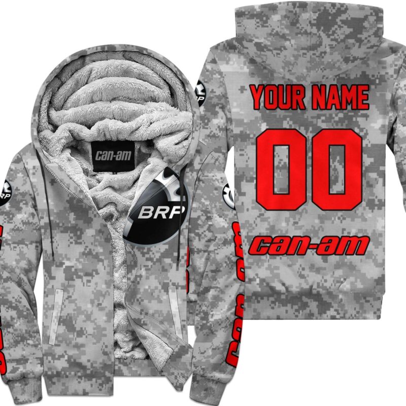 Us Army Can-Am Racing Custom Name Red Fleece Zip Hoodie MFH125