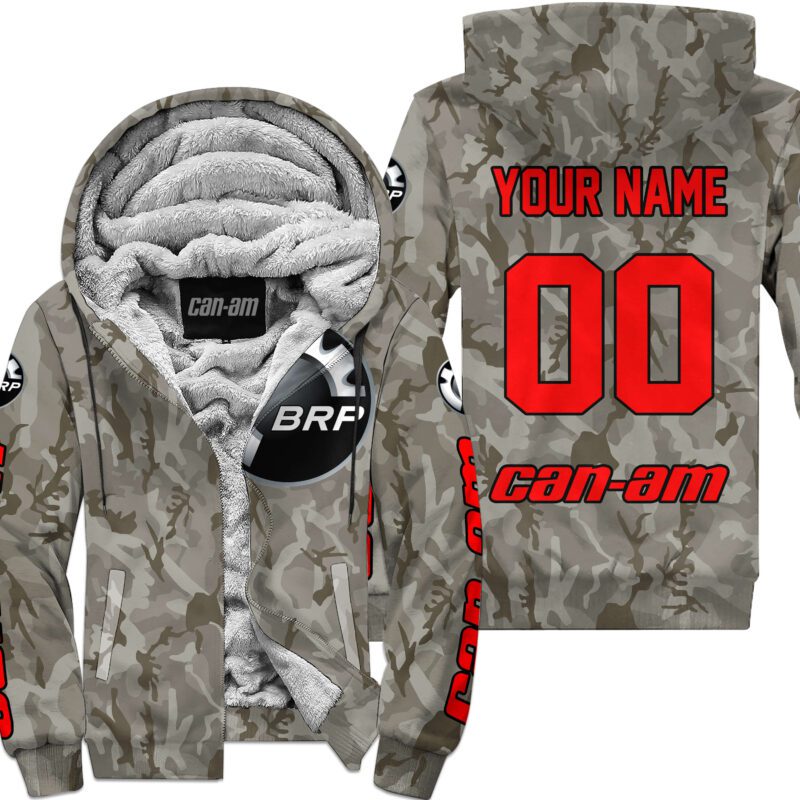 Us Army Can-Am Racing Custom Name Red Fleece Zip Hoodie MFH139