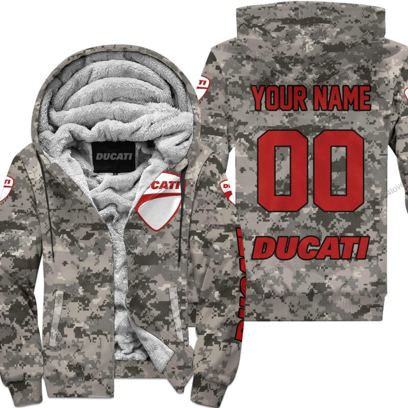 Us Army Ducati Racing Custom Name Fleece Zip Hoodie MFH1390