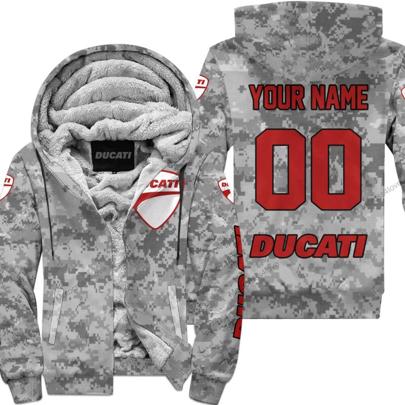 Us Army Ducati Racing Custom Name Fleece Zip Hoodie MFH1391