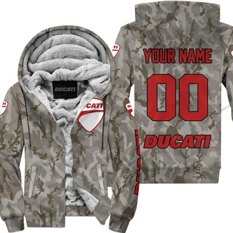 Us Army Ducati Racing Custom Name Fleece Zip Hoodie MFH1392