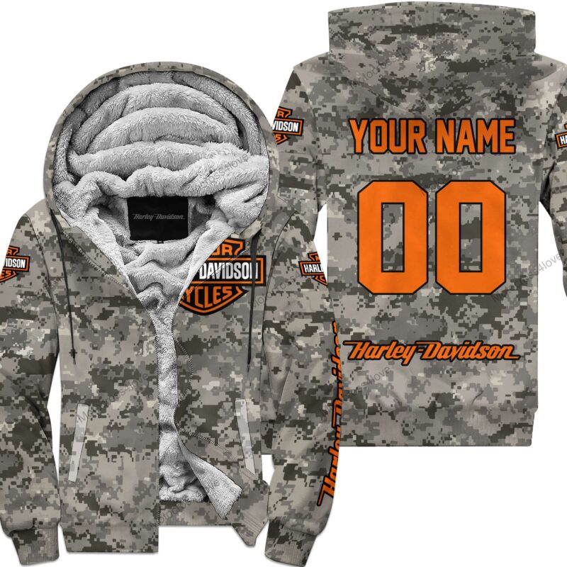 Us Army Harley Davidson Racing Custom Name Fleece Zip Hoodie MFH1408