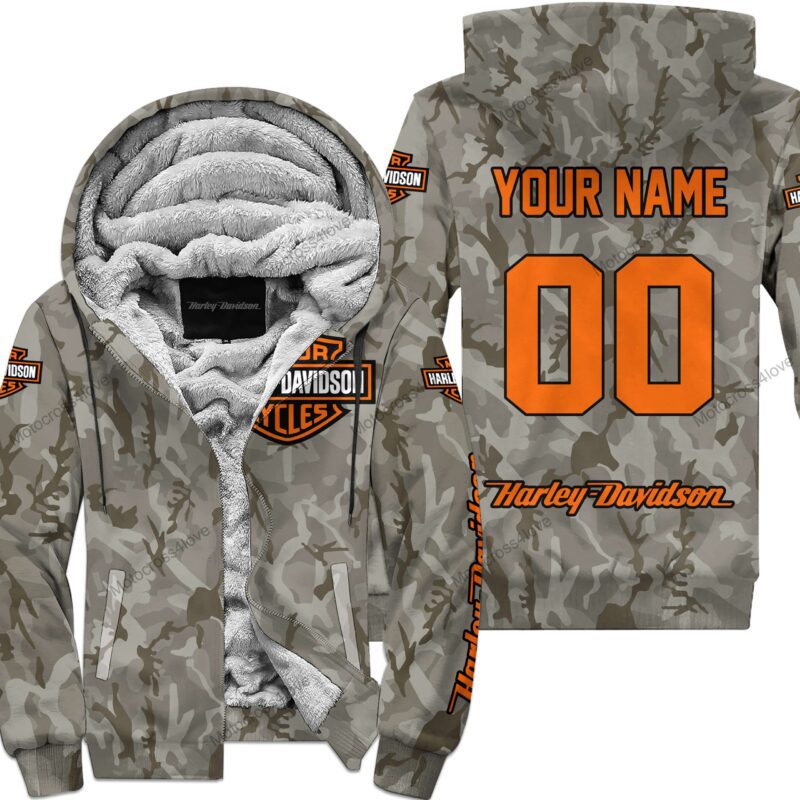 Us Army Harley Davidson Racing Custom Name Fleece Zip Hoodie MFH1410