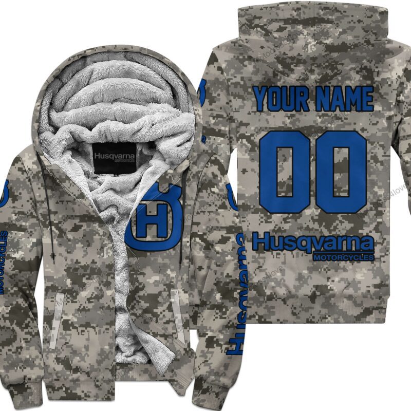 Us Army Husqvarna Racing Custom Name Fleece Zip Hoodie MFH1426