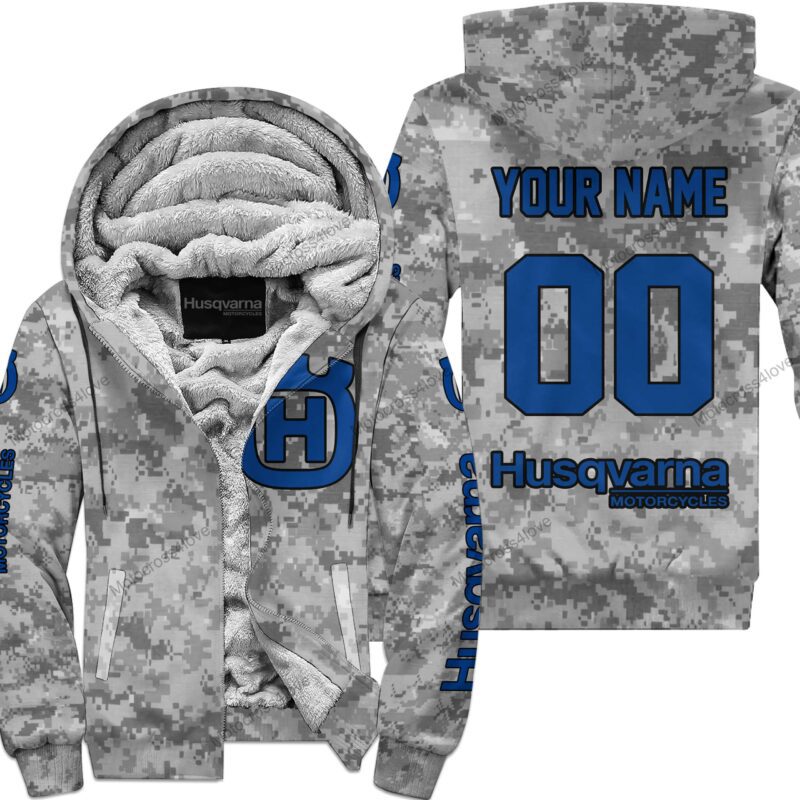 Us Army Husqvarna Racing Custom Name Fleece Zip Hoodie MFH1427
