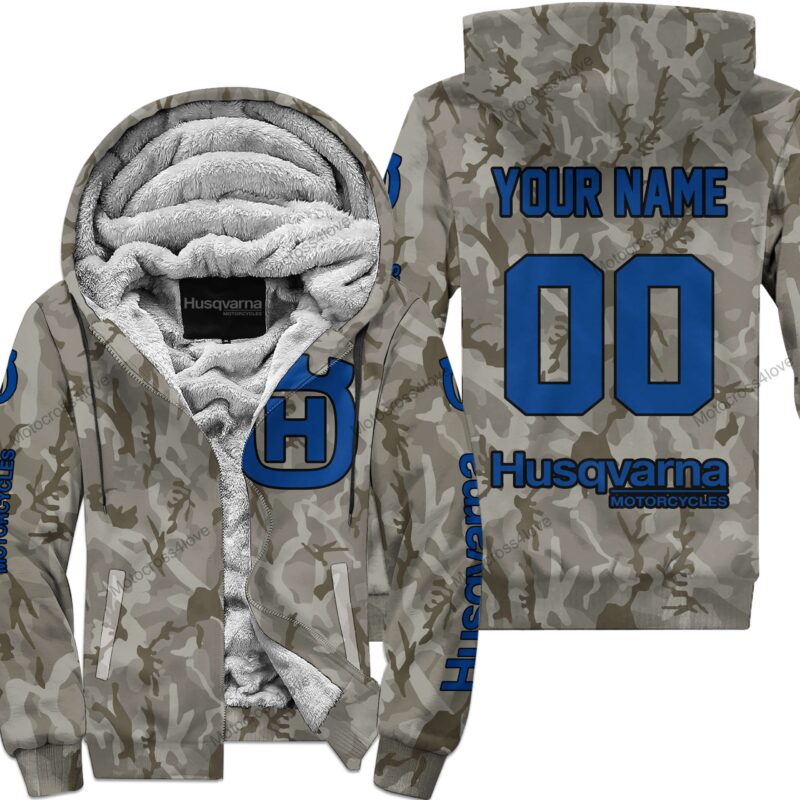 Us Army Husqvarna Racing Custom Name Fleece Zip Hoodie MFH1428