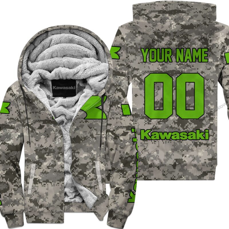 Us Army Kawasaki Racing Custom Name Fleece Zip Hoodie MFH1435