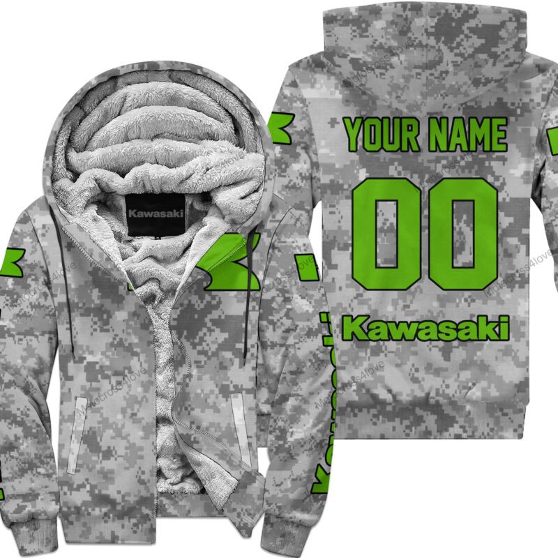 Us Army Kawasaki Racing Custom Name Fleece Zip Hoodie MFH1436