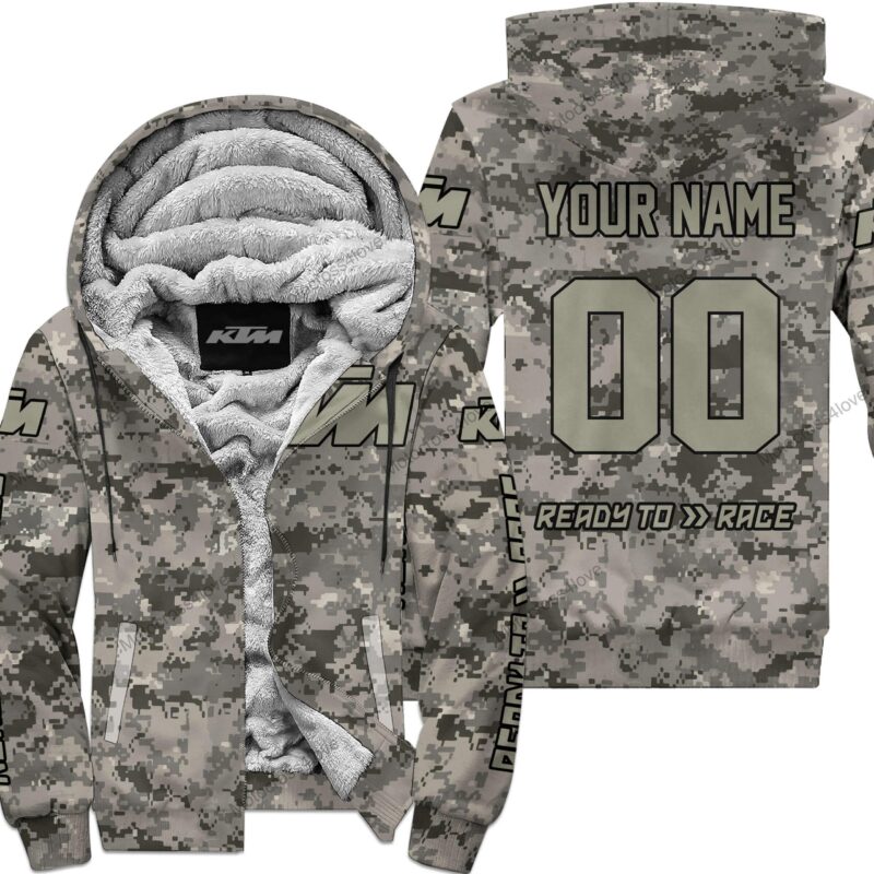 Us Army Ktm Racing Custom Name Fleece Zip Hoodie MFH1300