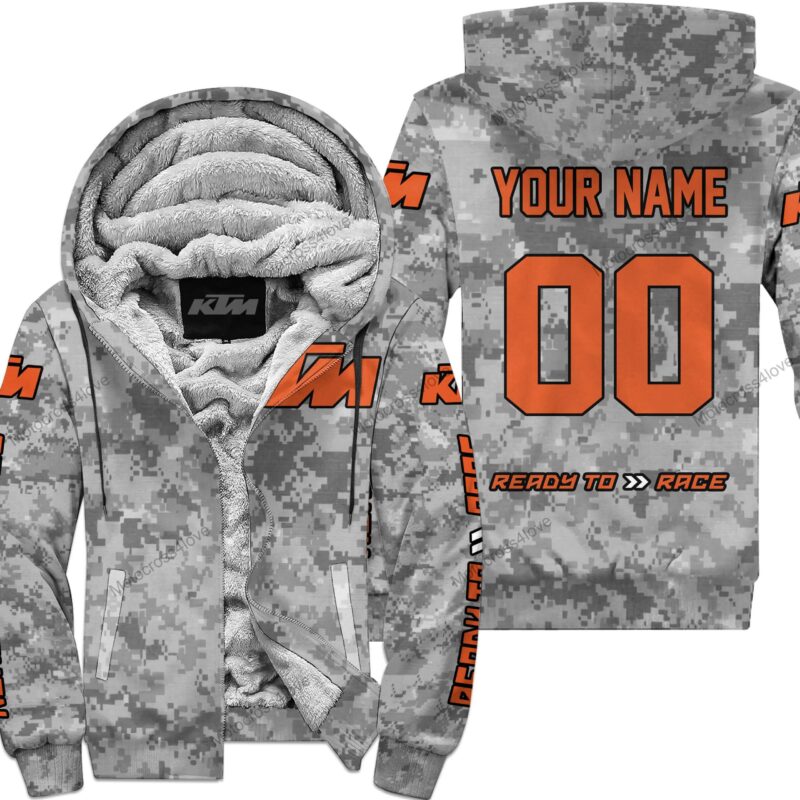 Us Army Ktm Racing Custom Name Fleece Zip Hoodie MFH1445