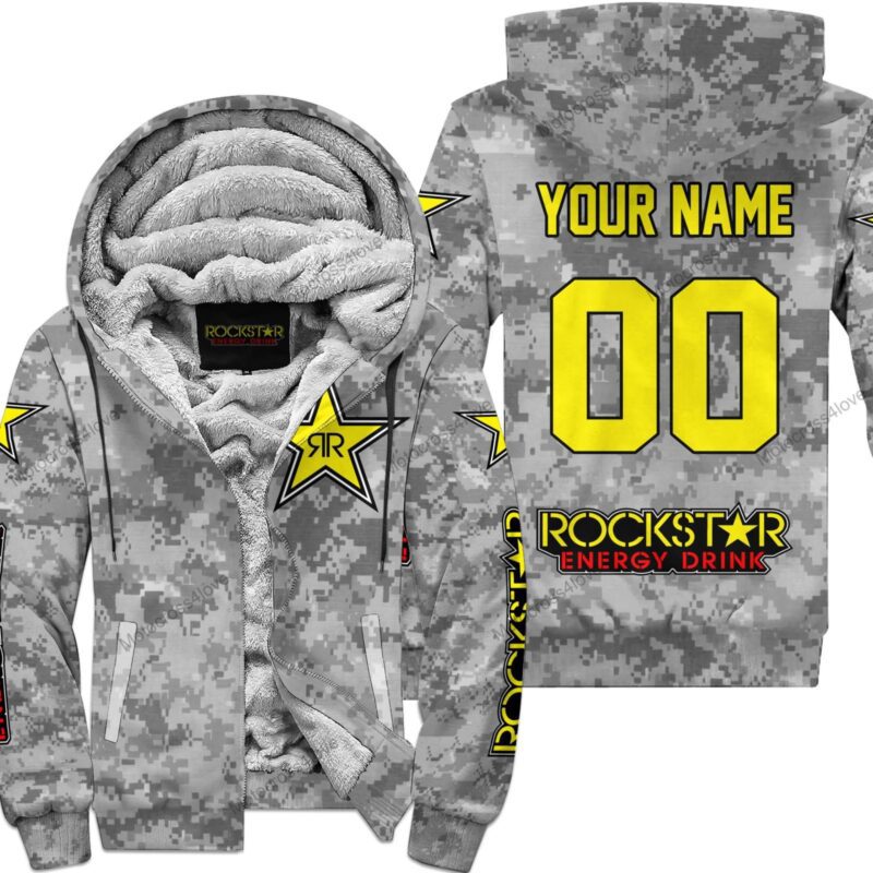 Us Army Rockstar Energy Racing Custom Name Fleece Zip Hoodie MFH1481