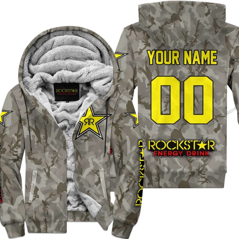 Us Army Rockstar Energy Racing Custom Name Fleece Zip Hoodie MFH1482