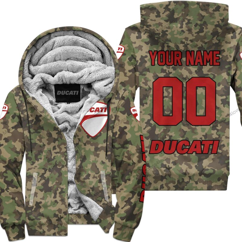 Us Army V3 Ducati Racing Custom Name Fleece Zip Hoodie MFH1393