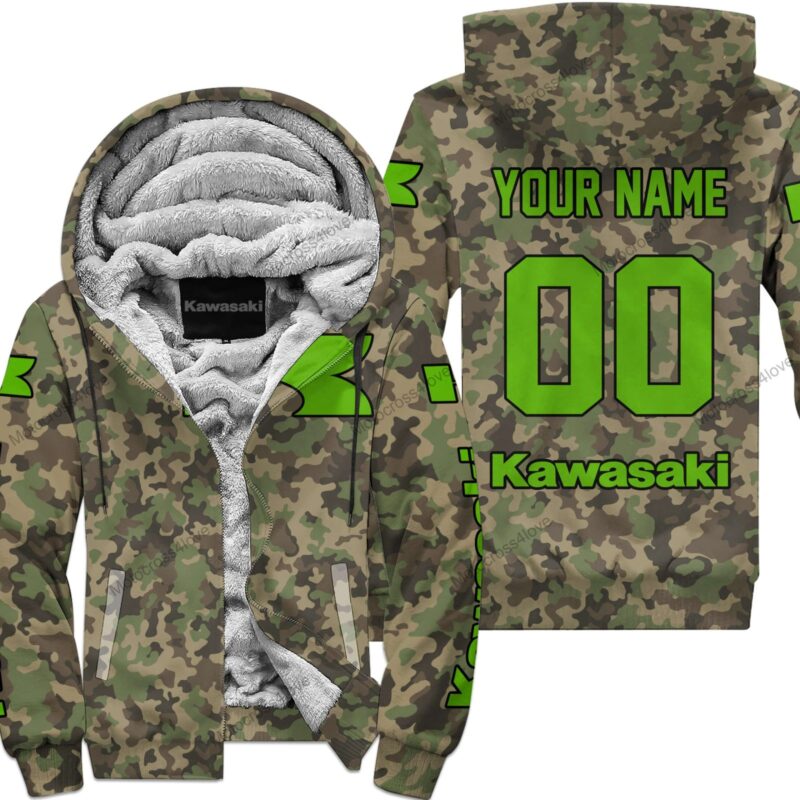 Us Army V3 Kawasaki Racing Custom Name Fleece Zip Hoodie MFH1438