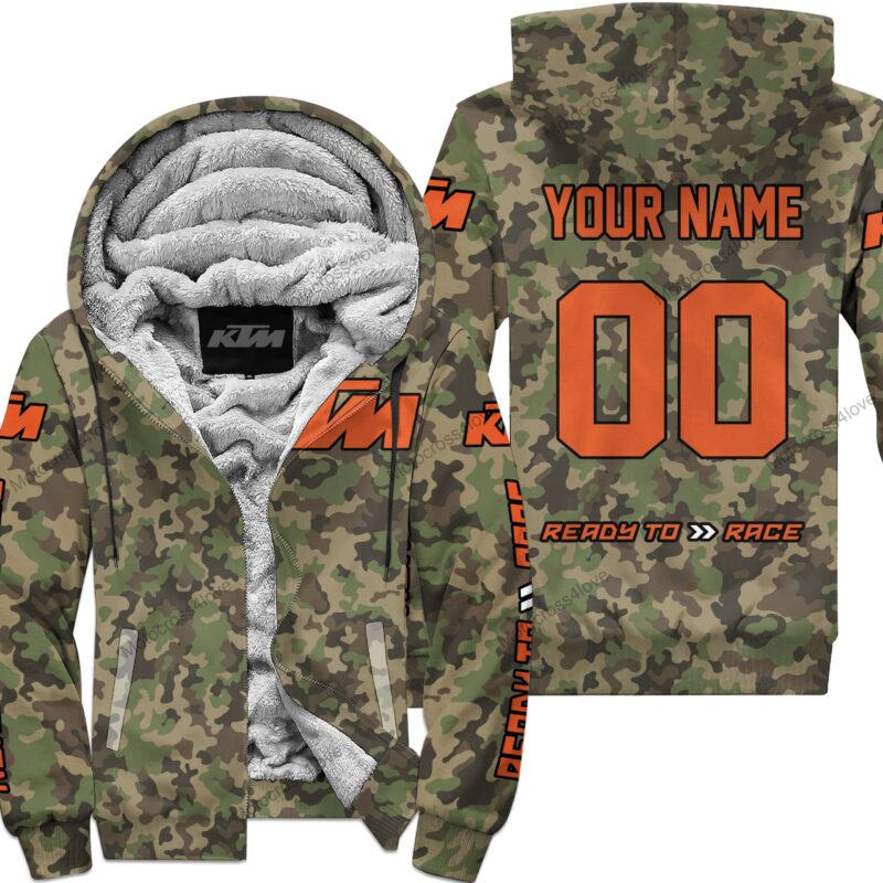 Us Army V3 Ktm Racing Custom Name Fleece Zip Hoodie MFH1447