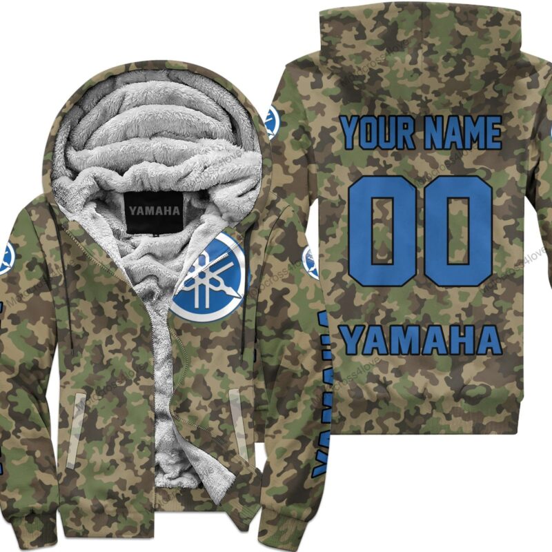 Us Army V3 Yamaha Blue Racing Custom Name Fleece Zip Hoodie MFH1501