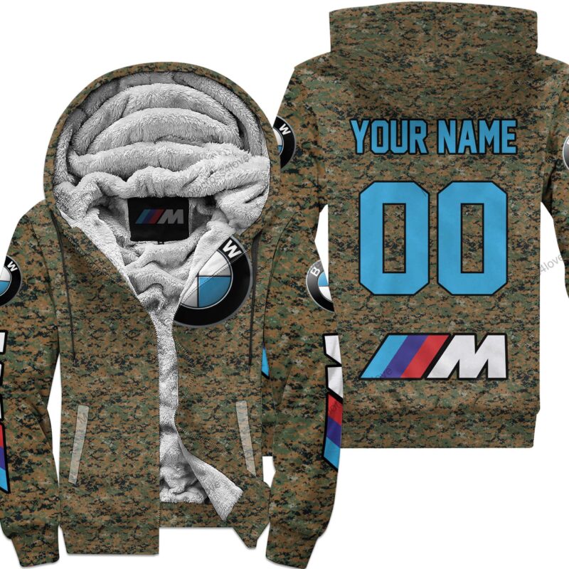 Us Marine Bmw Racing Custom Name Fleece Zip Hoodie MFH1386