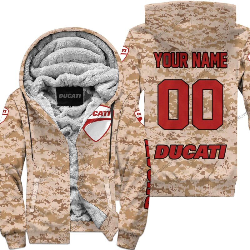 Us Marine Ducati Racing Custom Name Fleece Zip Hoodie MFH1394