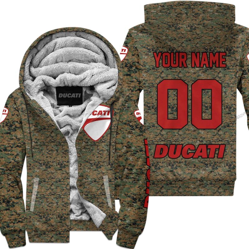 Us Marine Ducati Racing Custom Name Fleece Zip Hoodie MFH1395