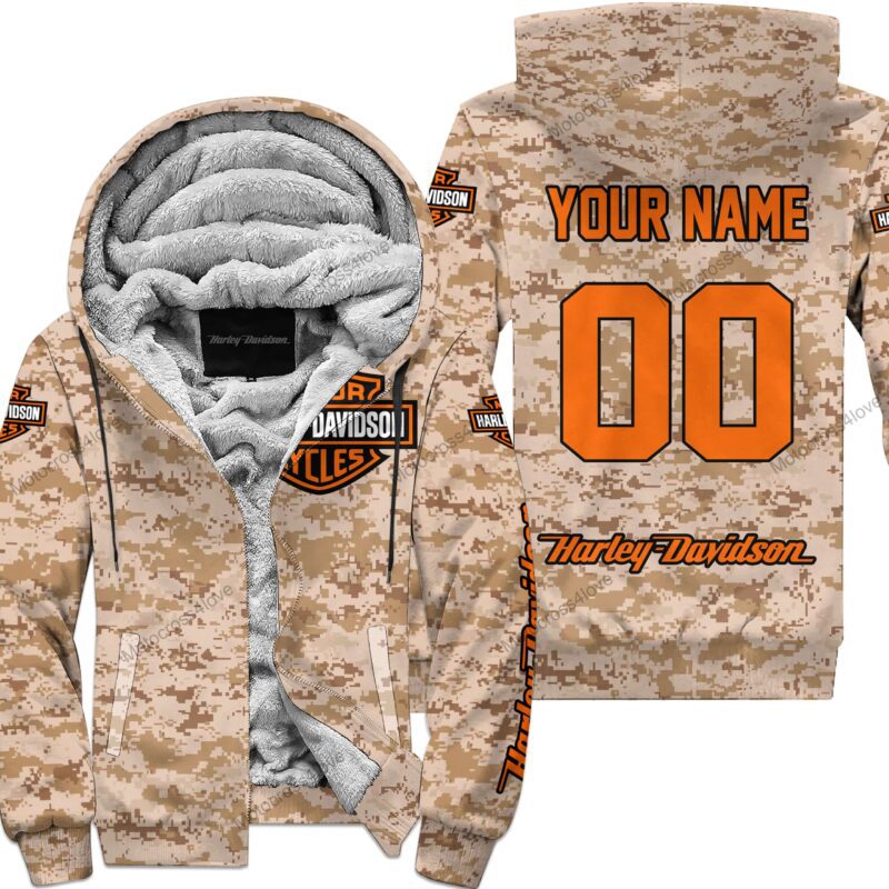 Us Marine Harley Davidson Racing Custom Name Fleece Zip Hoodie MFH1412
