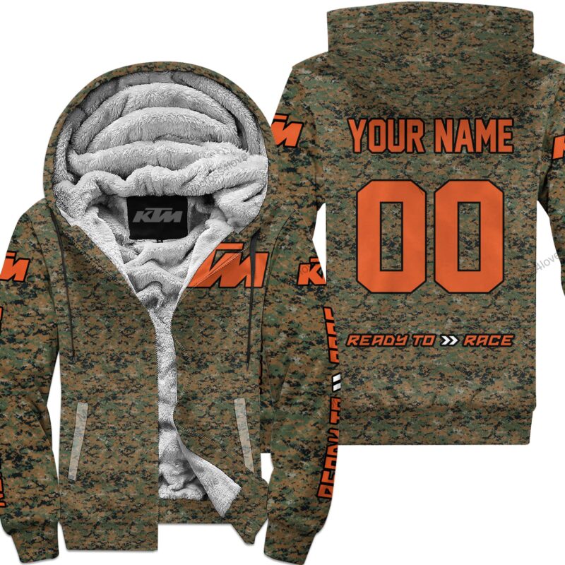 Us Marine Ktm Racing Custom Name Fleece Zip Hoodie MFH1448