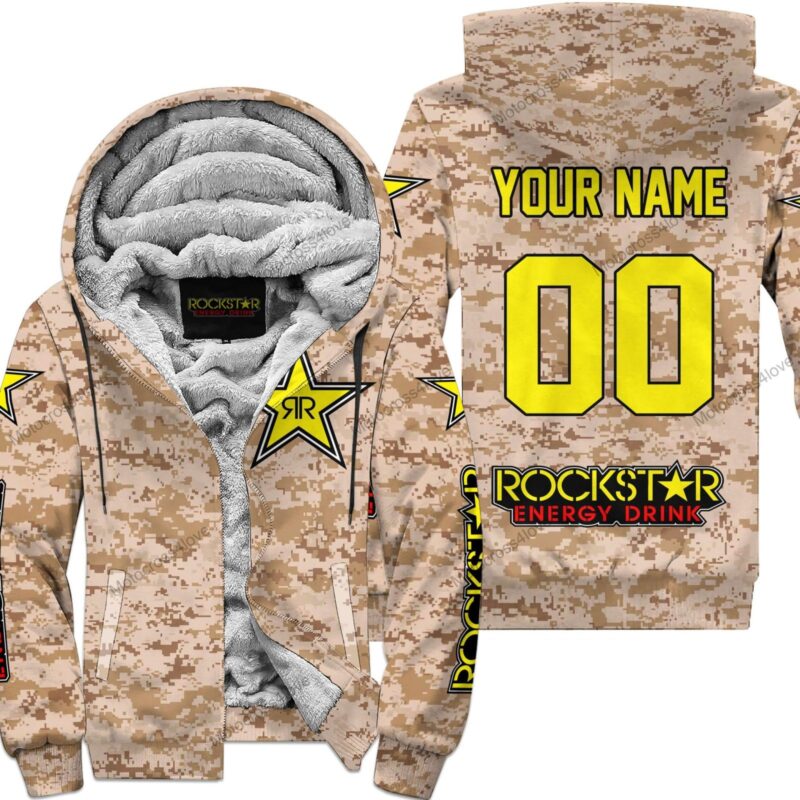 Us Marine Rockstar Energy Racing Custom Name Fleece Zip Hoodie MFH1483