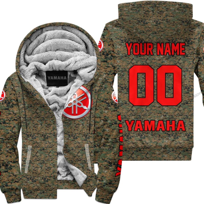 Us Marine Yamaha Red Racing Custom Name Fleece Zip Hoodie MFH1510
