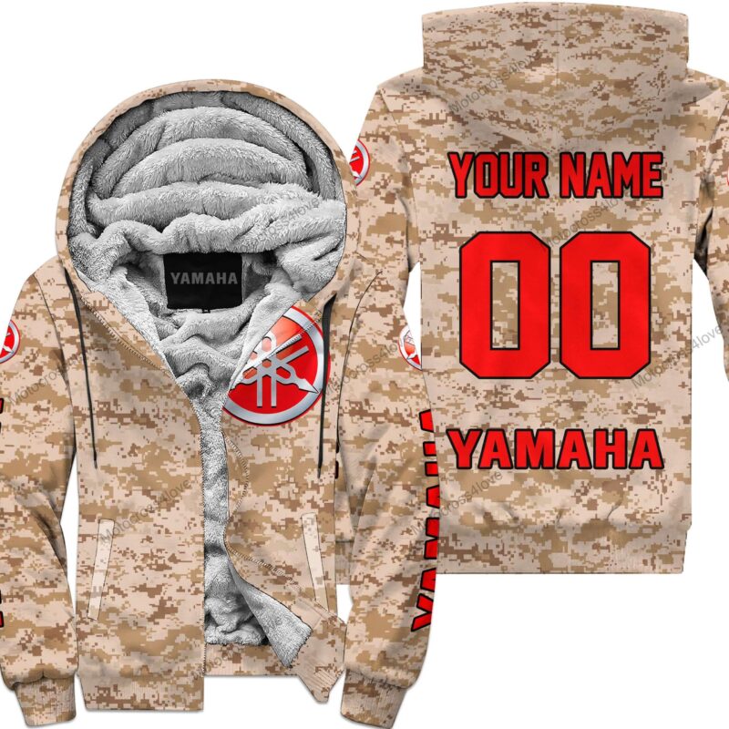 Us Marine Yamaha Red Racing Custom Name Fleece Zip Hoodie MFH1511