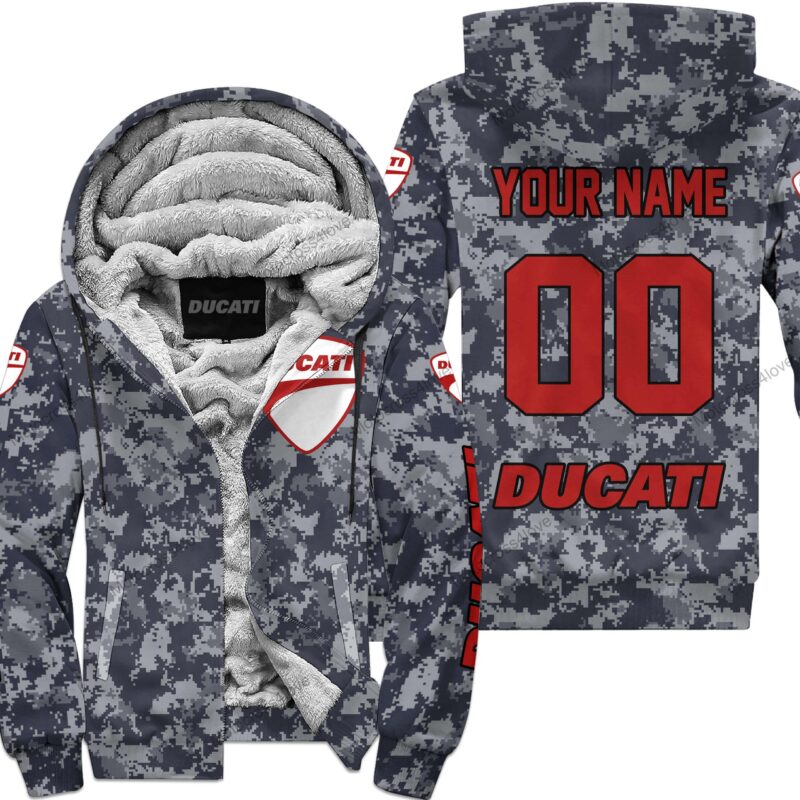 Us Navy Ducati Racing Custom Name Fleece Zip Hoodie MFH1396