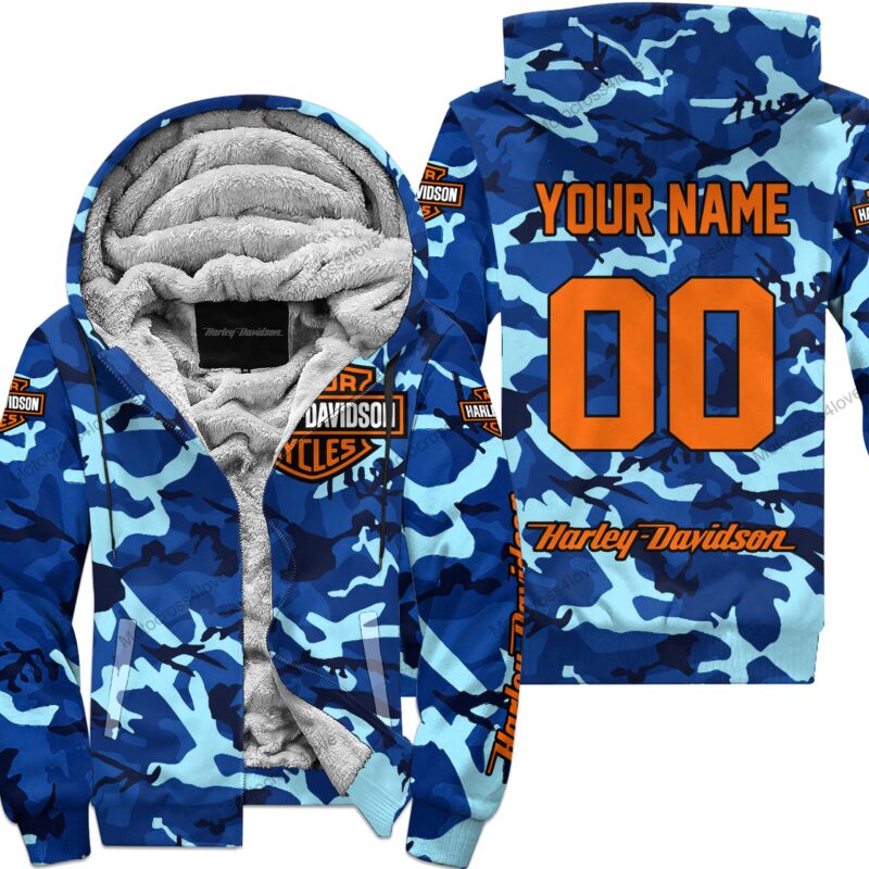 Us Navy Harley Davidson Racing Custom Name Fleece Zip Hoodie MFH1415