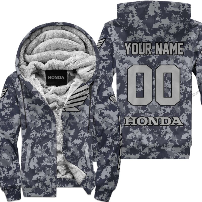 Us Navy Honda Racing Custom Name Fleece Zip Hoodie MFH1287