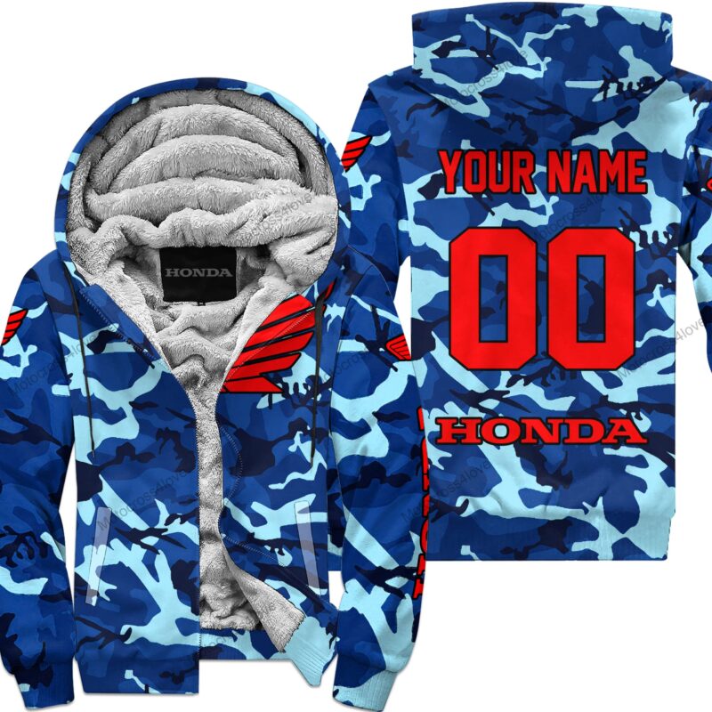 Us Navy Honda Racing Custom Name Fleece Zip Hoodie MFH1424