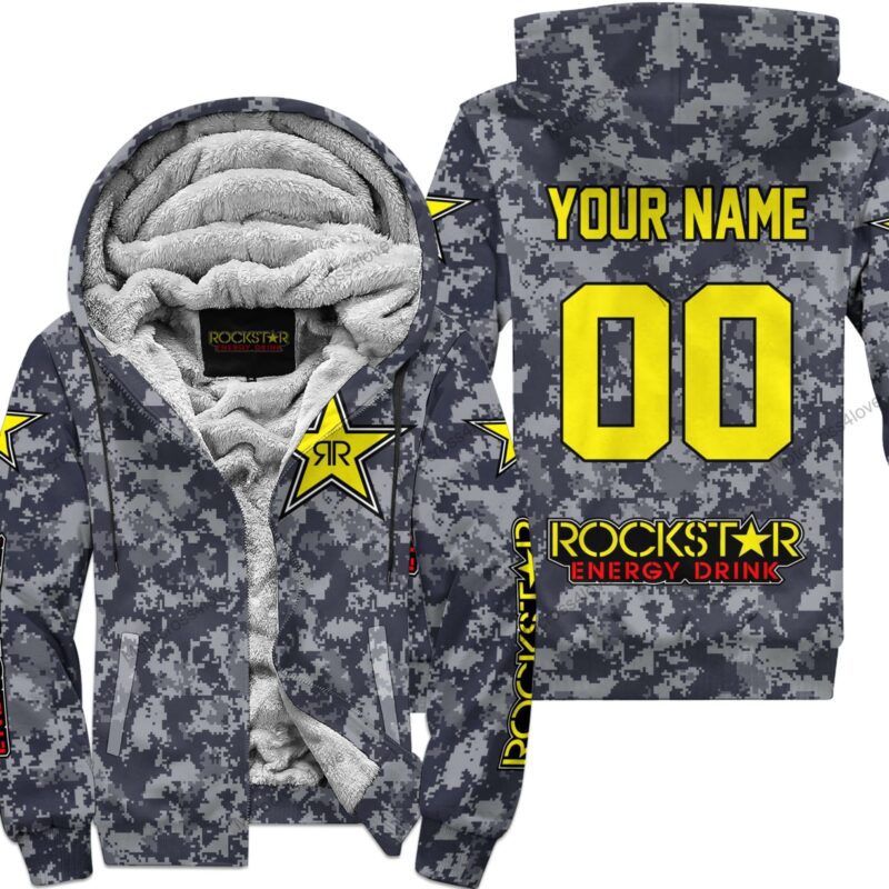 Us Navy Rockstar Energy Racing Custom Name Fleece Zip Hoodie MFH1486