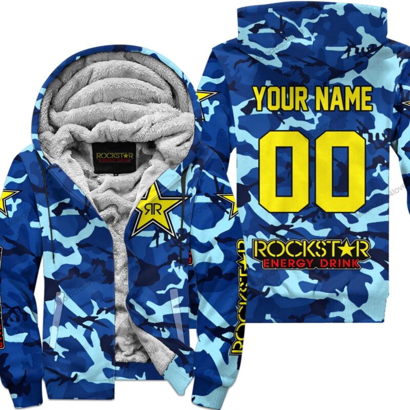 Us Navy Rockstar Energy Racing Custom Name Fleece Zip Hoodie MFH1487