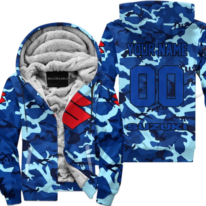 Us Navy Suzuki Racing Custom Name Fleece Zip Hoodie MFH1496
