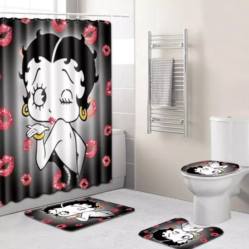 Betty Boop Piece Bath Set Shower Curtain Set With Non - Slip