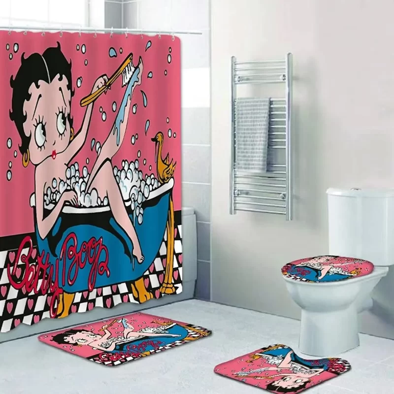 Betty Boop Piece Bath Set Shower Curtain Set With Non - Slip