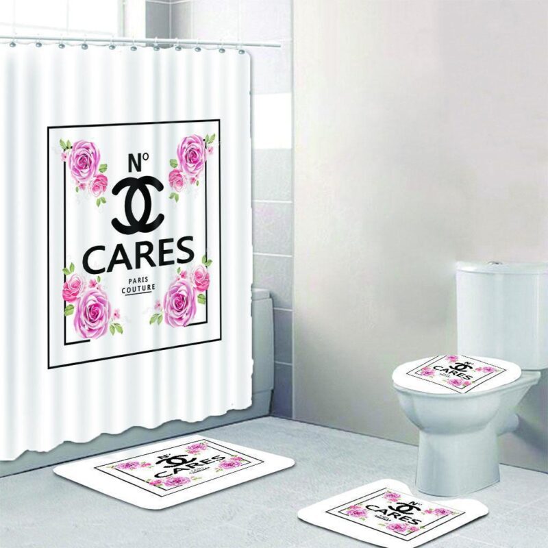 Chanel Shower Curtain Cares Flowers Luxury Bathroom Set BRS287