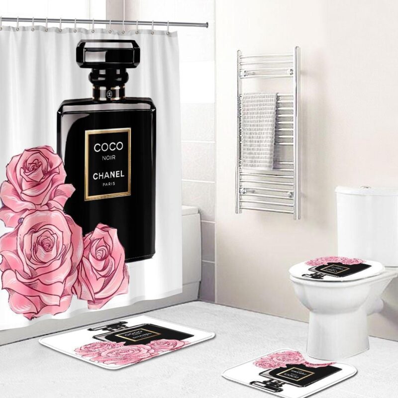 Chanel Shower Curtain Coco Chanel Perfum Luxury Bathroom Set BRS285