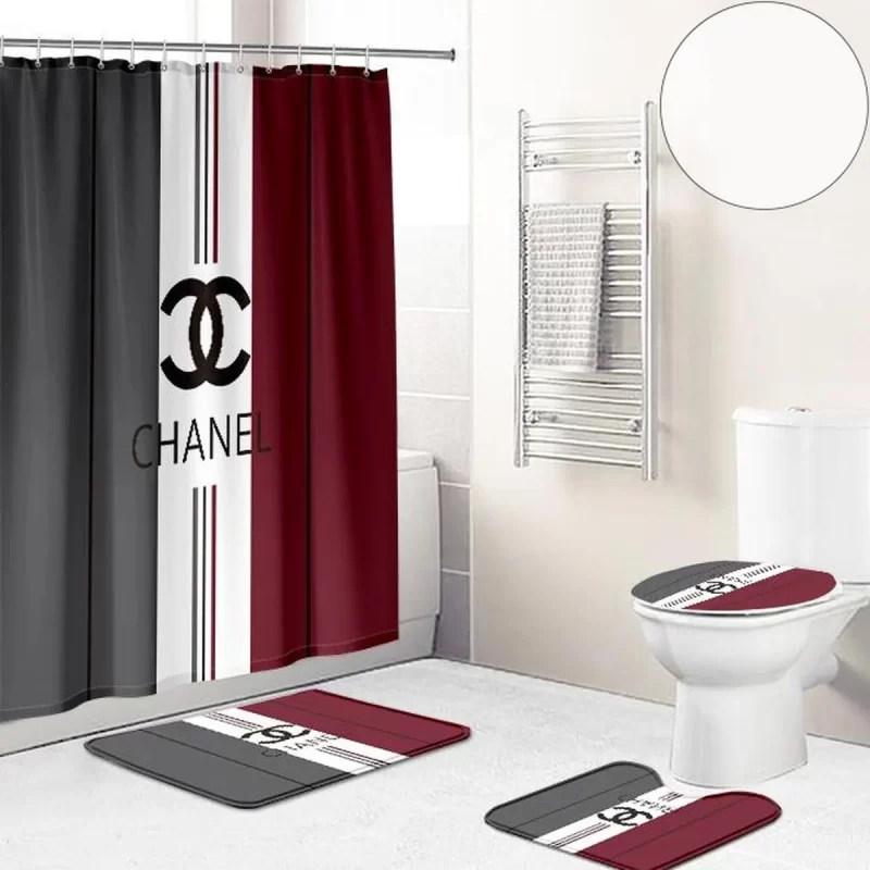 Chanel Shower Curtain Mix Color Set Luxury Bathroom Mat Set Luxury Brand Shower Curtain Luxury Curtains BRS820