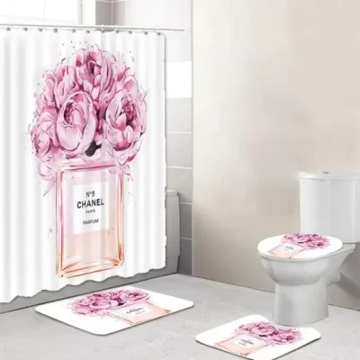 Chanel Shower Curtain Paris Perfume Coco Luxury Bathroom Set BRS809