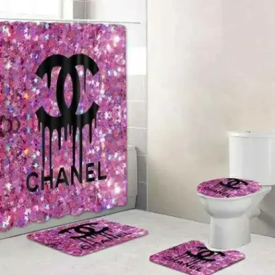 Chanel Shower Curtain Pink Diamond Luxury Bathroom Set BRS794