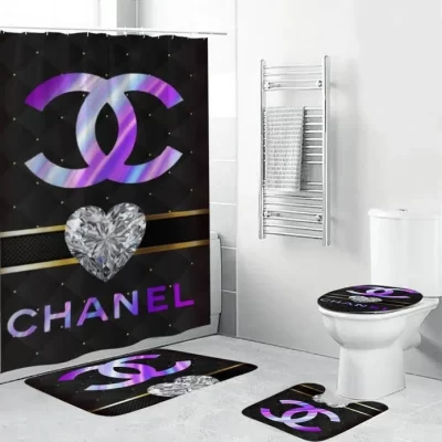 Chanel Type Shower Curtain Waterproof Luxury Bathroom Mat Set Luxury Brand Shower Curtain Luxury Curtains BRS308